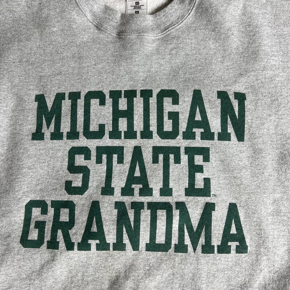 VTG Michigan State Grandma Sweatshirt Mens XL 1990s Spartans Baggy Grey MSU‎ - Picture 2 of 12